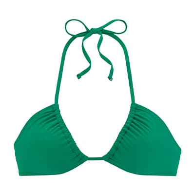 Grünes Bikini-Oberteil mit Nackenbindung und gerafften Cups
