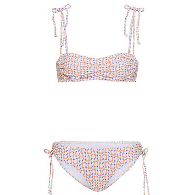 Bikini mit buntem Muster, Schleifen an Trägern und Seiten der Hose.