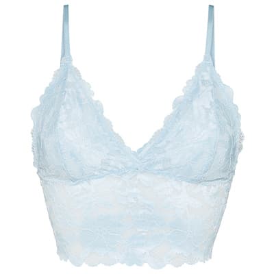 Himmelblauer Spitzen-Bralette mit breiten Trägern und floralen Mustern