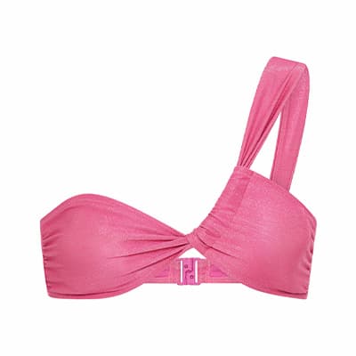 Rosa Bikini-Top mit asymmetrischem Träger und Verschluss vorn